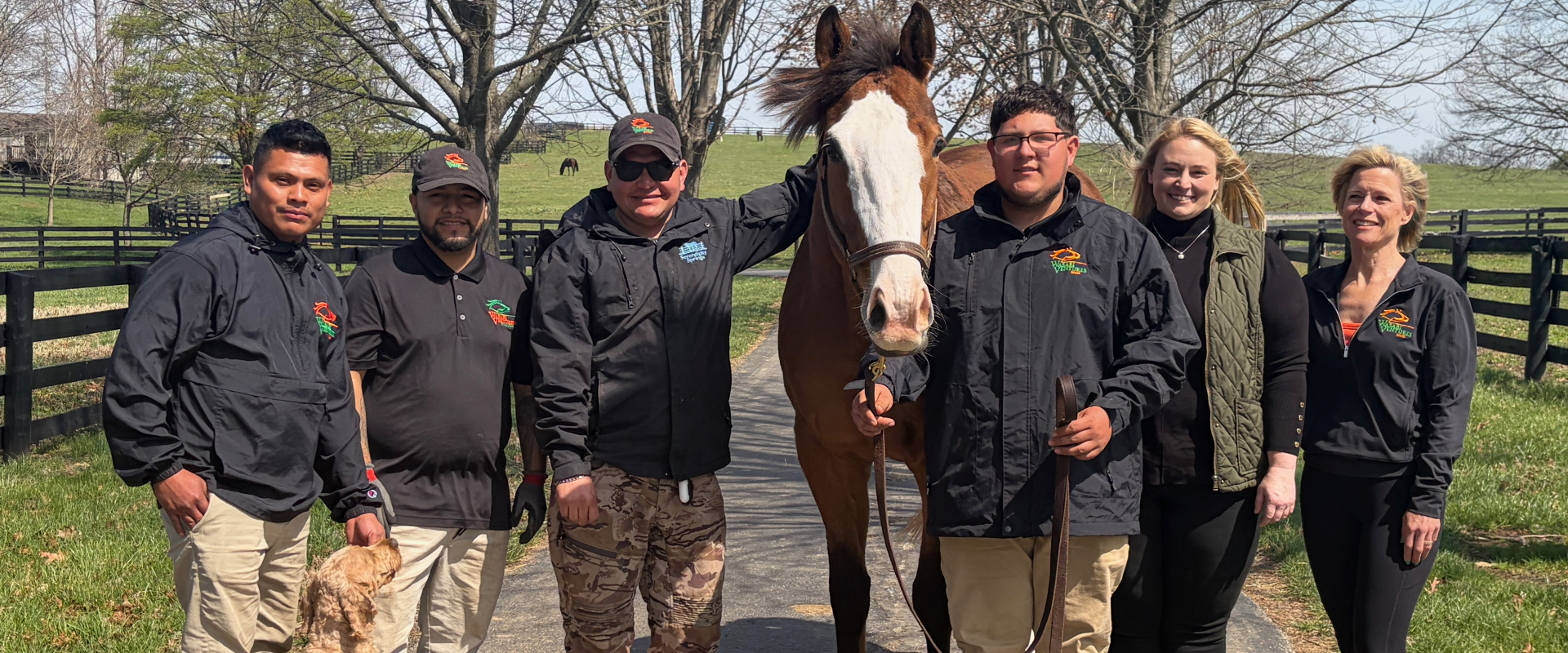 Wasabi Ventures Sales team with a Thoroughbred in Lexington, Kentucky